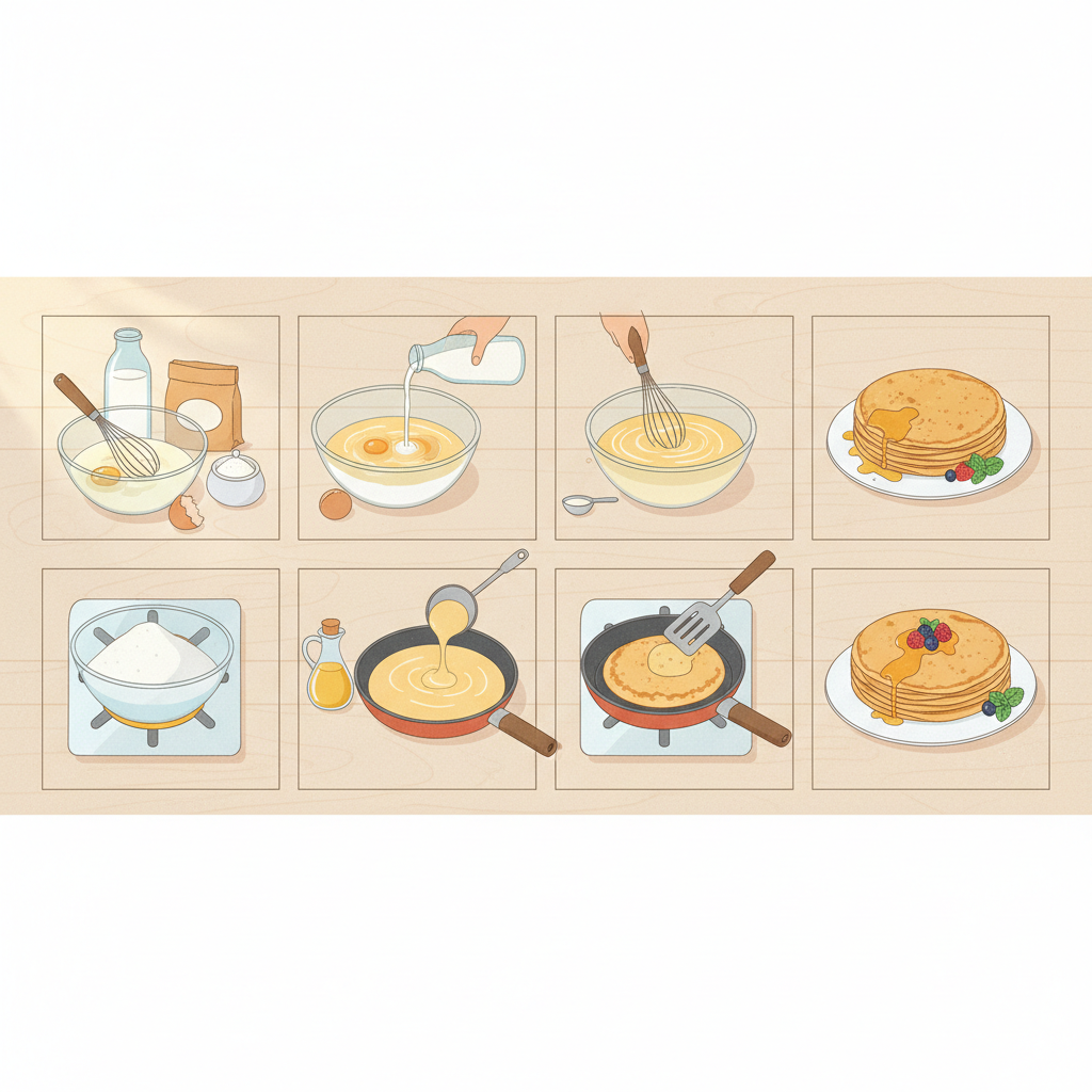 Покроковий рецепт тонких млинців на молоці